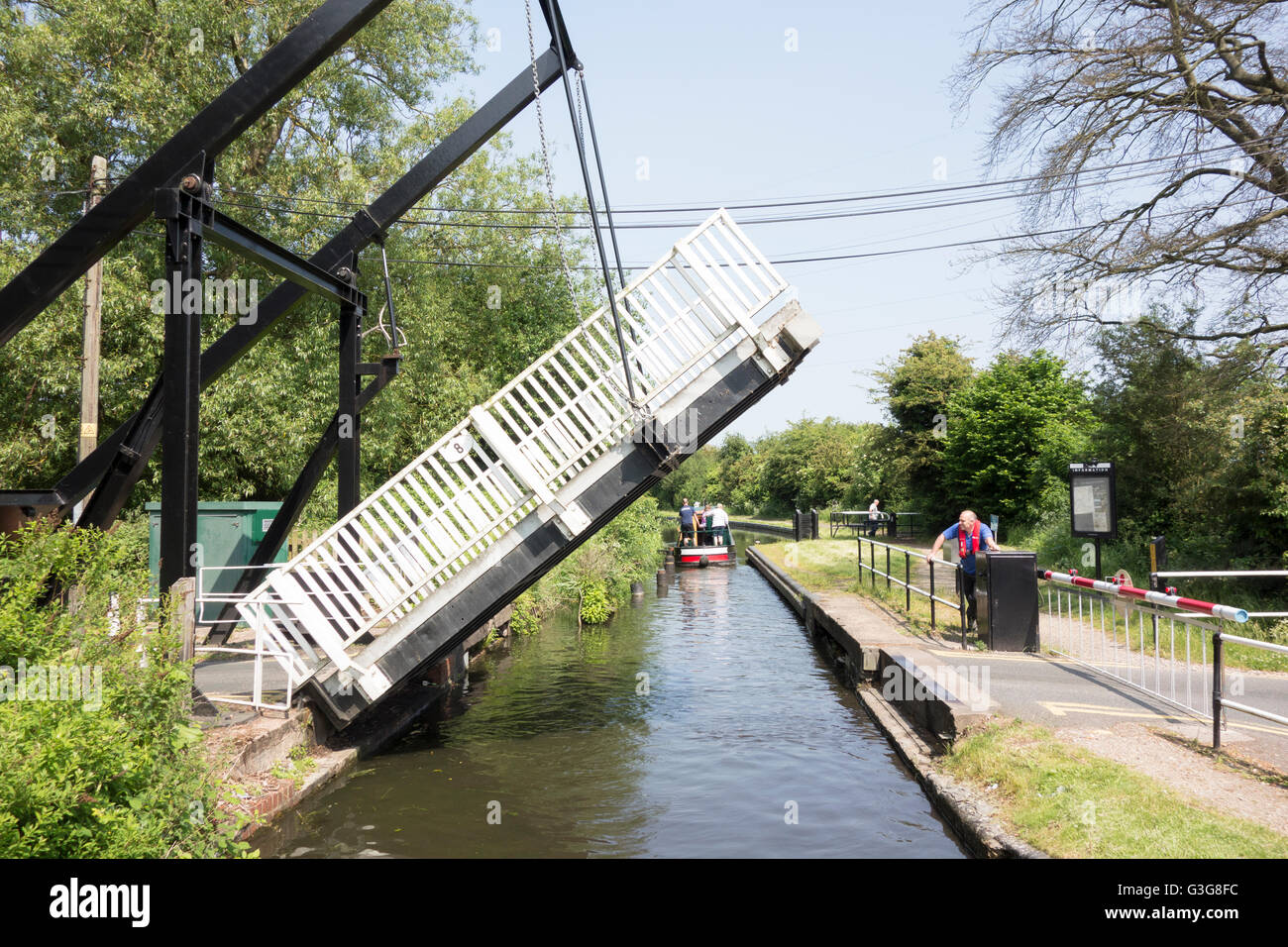 Shirley swing Bridge, which is commonly called a lift bridge, on the North Stratford Canal Stock Photo