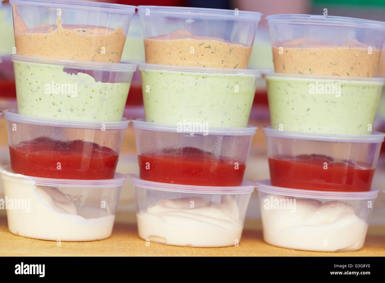 sauces takeaway Stock Photo