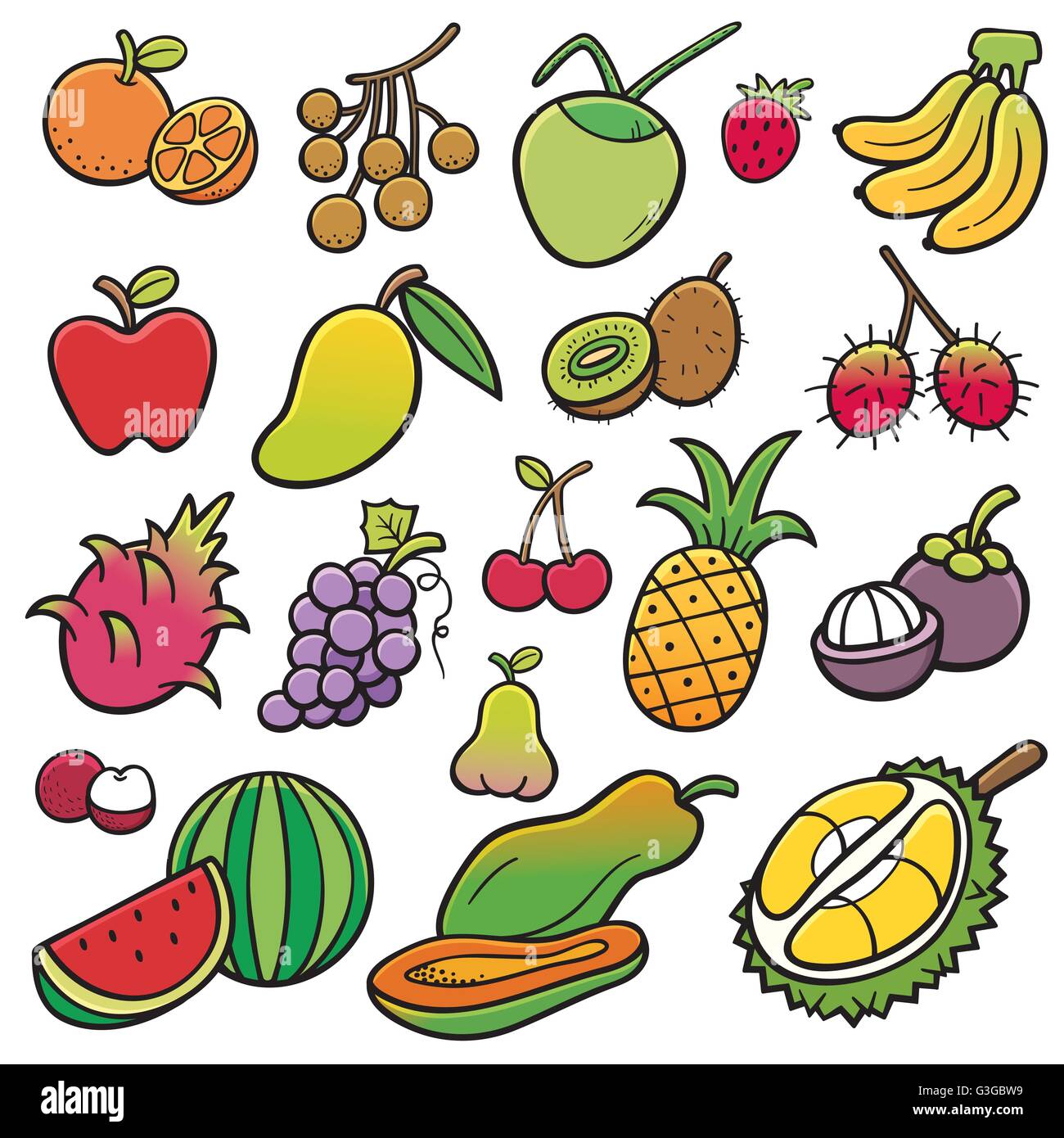 Vector Illustration of Fruits set Stock Vector Image & Art - Alamy