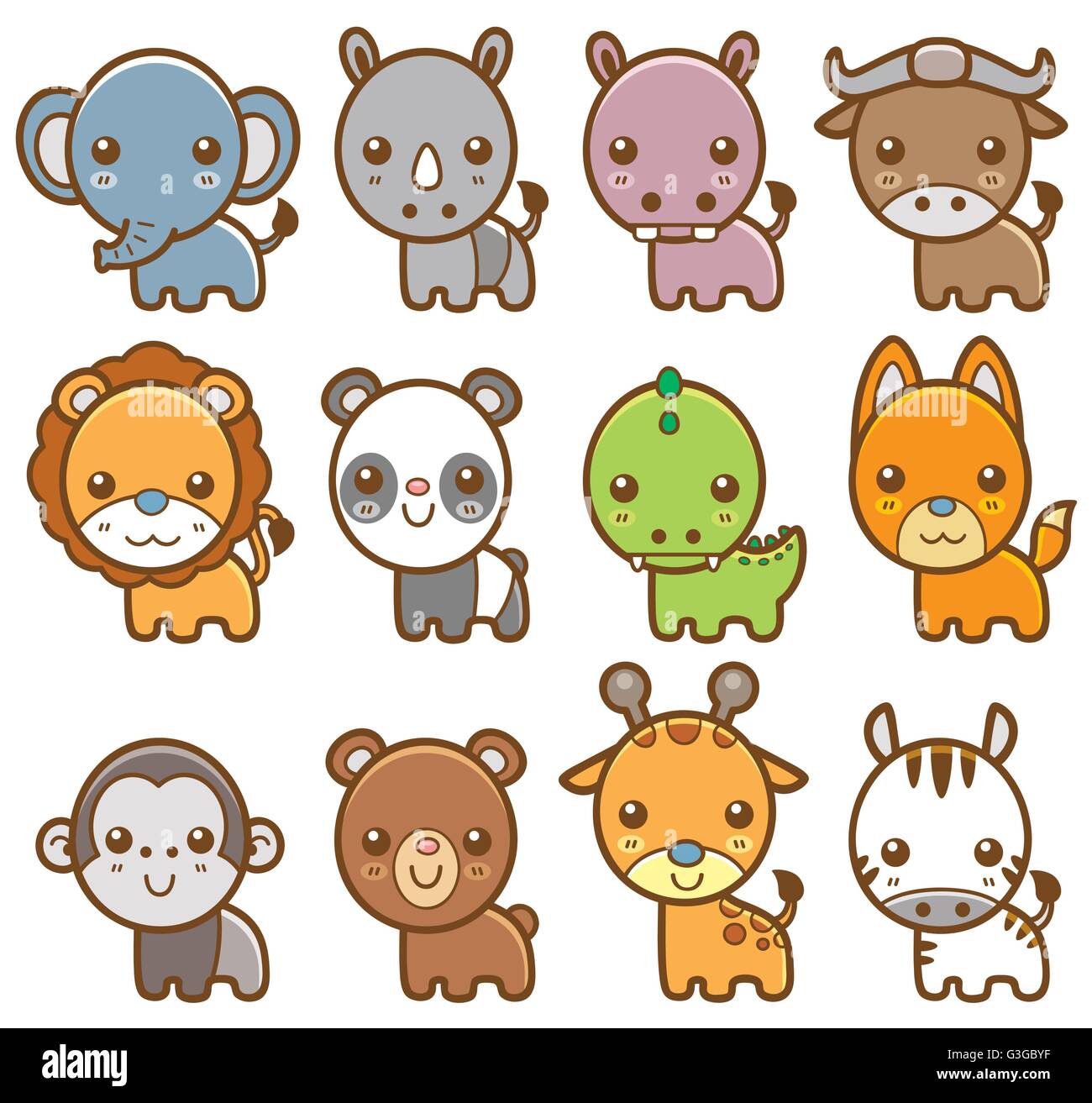 Vector Illustration of Cartoon animals Stock Vector