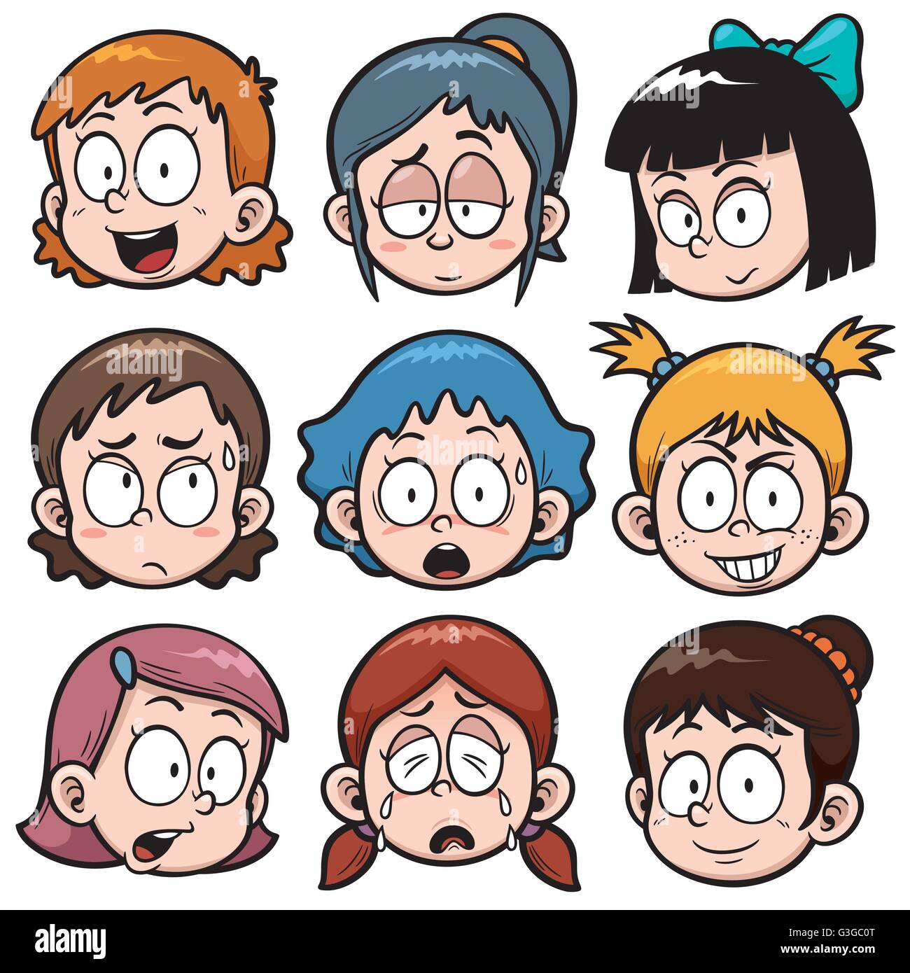 Vector Illustration Of Cartoon Girls Faces Stock Vector Image Art Alamy