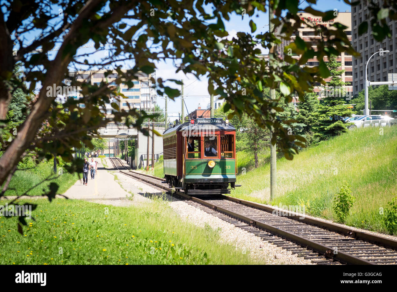 A view of the historic High Level Bridge Streetcar in Edmonton, Alberta