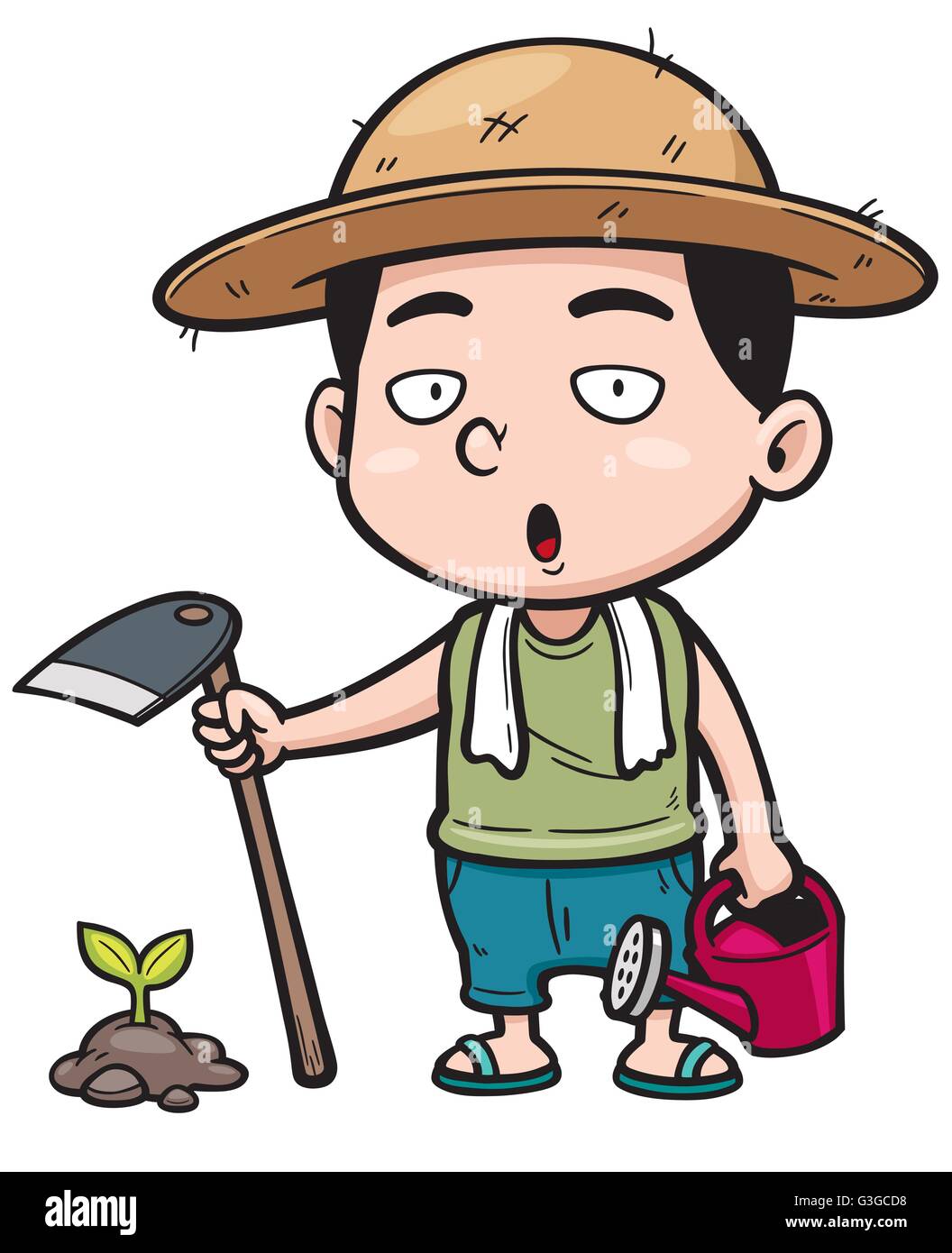 Vector illustration of Cartoon little farmer Stock Vector Image & Art ...