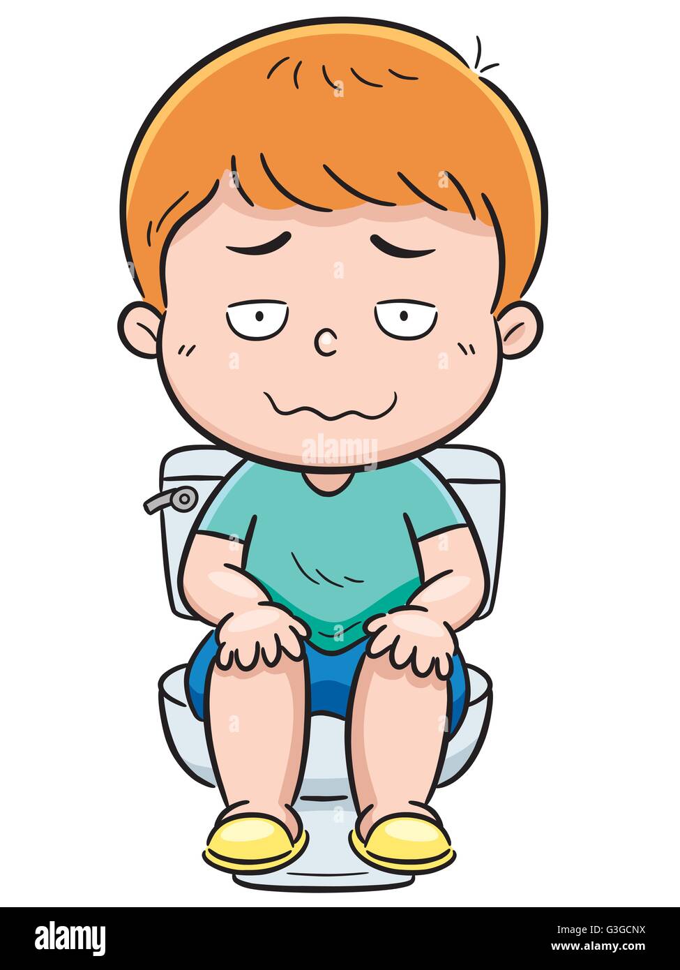 Vector illustration of boy is sitting on the toilet Stock Vector