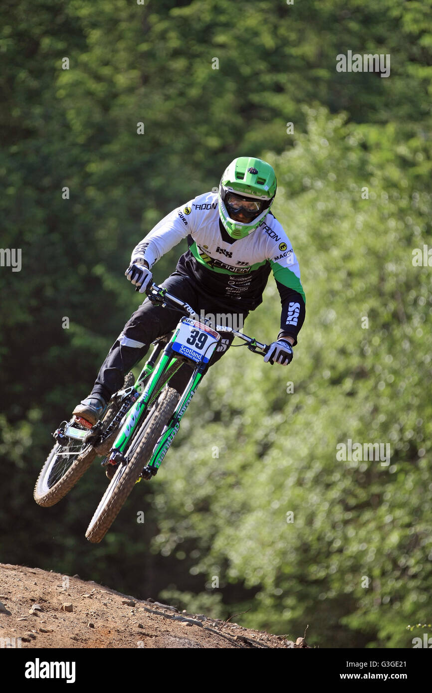 Johannes Fischbach GER at the Downhill Mountain Bike World Cup at Fort William, Scotland on June