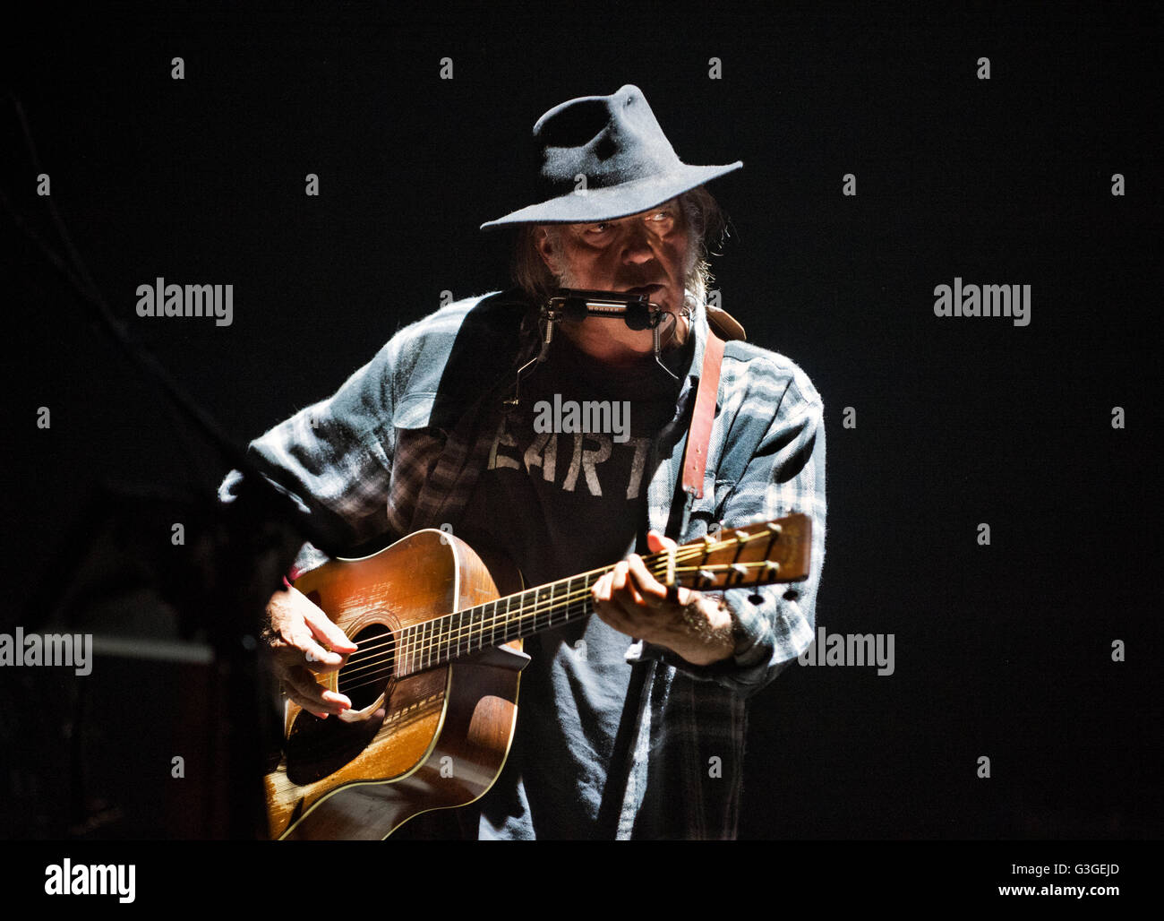 Leeds, UK. 10th June, 2016. Neil Young in concert at The First Direct Arena, Leeds. Stock Photo