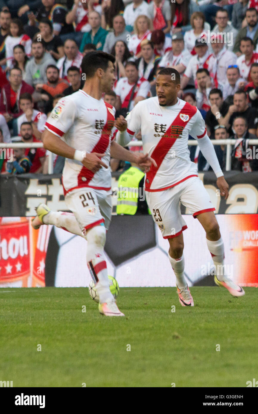 Madrid Spain 15th May 16 Javi Guerra L And Bebe R Rayo Vallecano Won 3 At 1 To Levante But Can T Be Enough For Still Be A First Division Team And Was