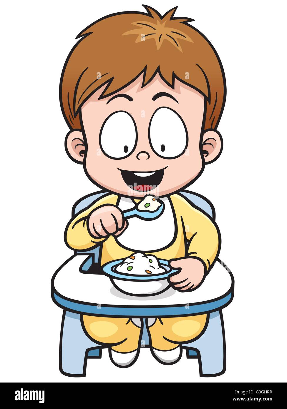 Vector illustration of cartoon baby eating Stock Vector Image & Art - Alamy