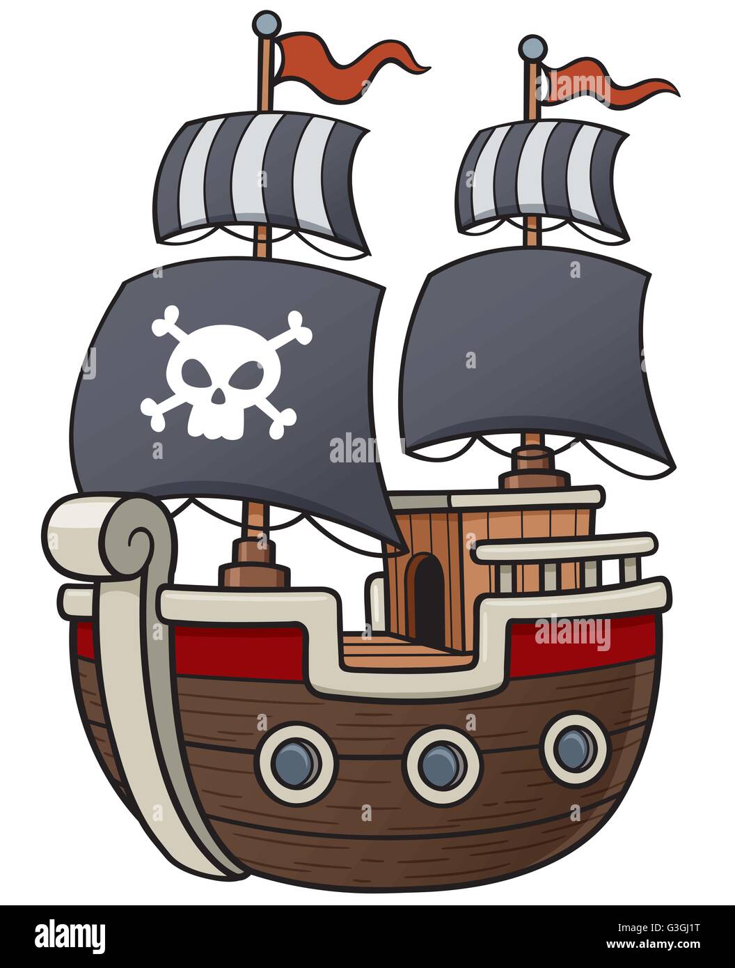 Vector illustration of Pirate Ship Stock Vector Image & Art - Alamy