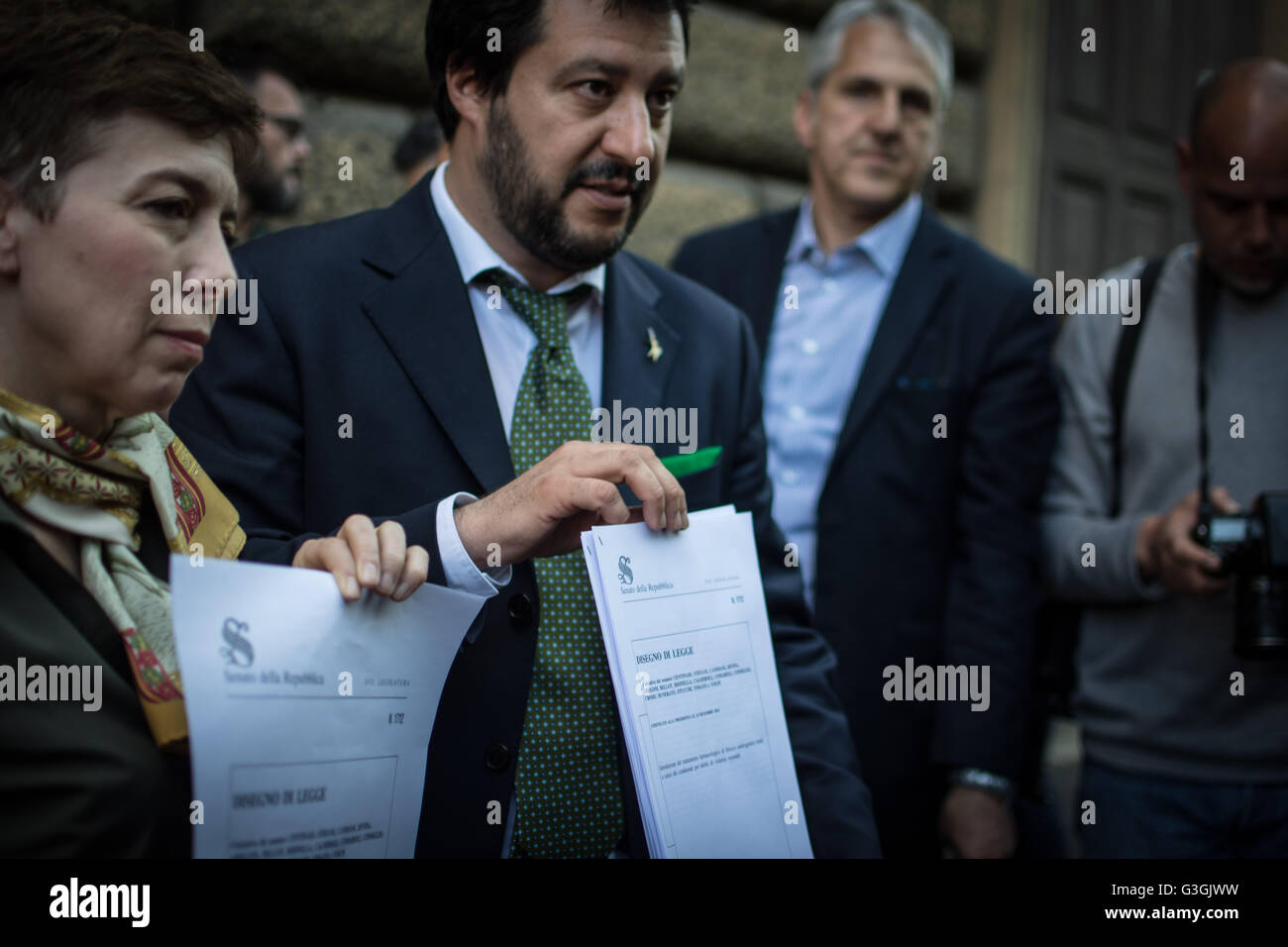 Rome, Matteo Salvini at Regina Coeli prison to promote chemical castration for pedophiles ( Photo by: Andrea Ronchini/Pacific Press) Stock Photo