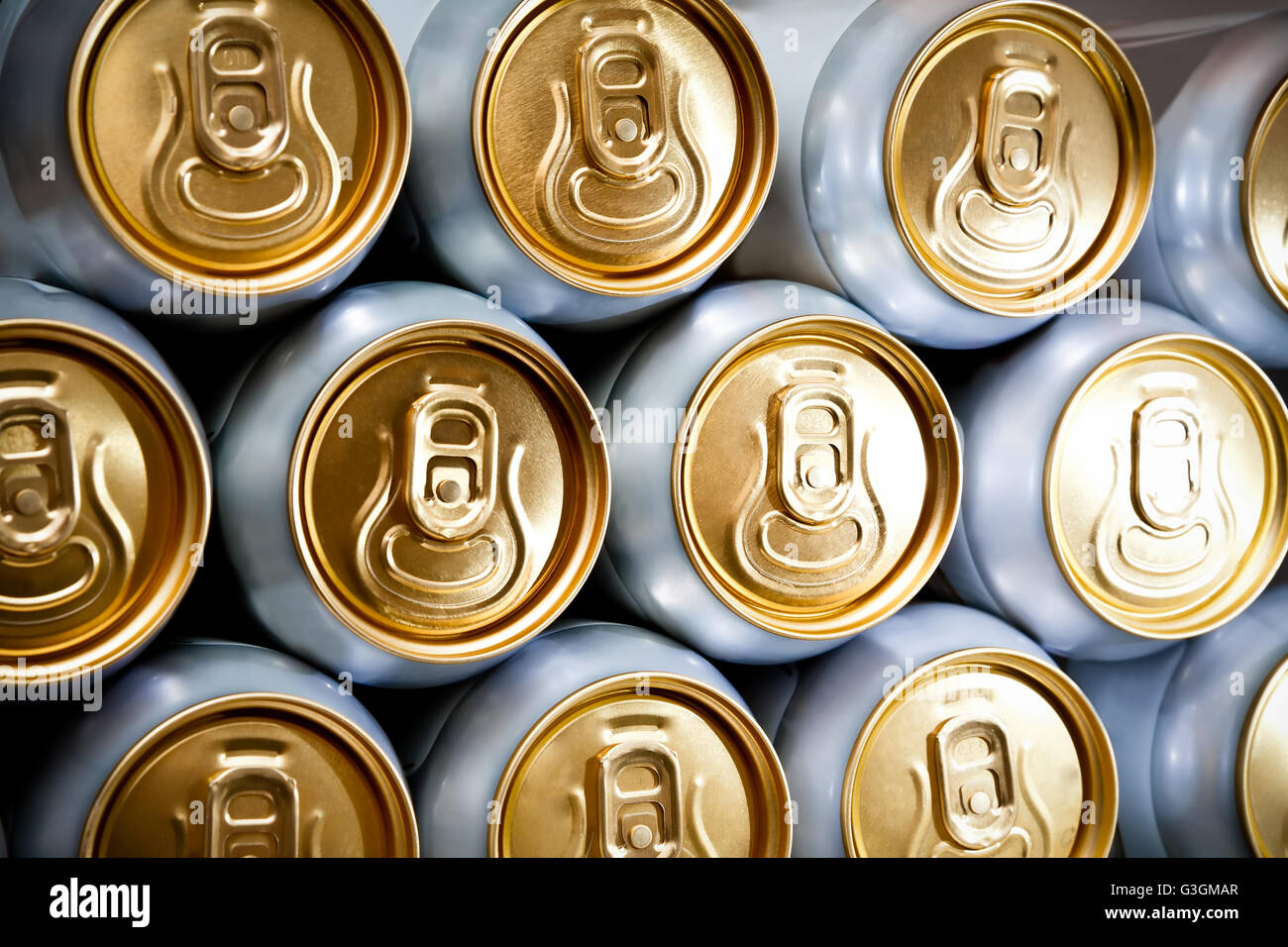 metal  beer cans background Stock Photo