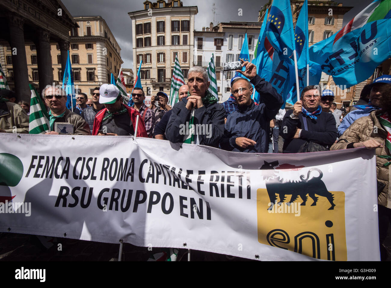 Rome, Italy. 13th May, 2016. Workers during a demonstration in Rome ...