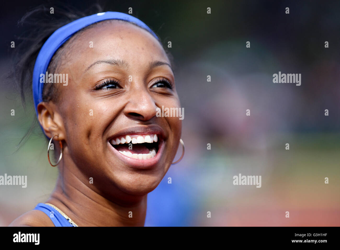 June 11, 2016 JASMINE CAMACHOQUINN celebrates winning the 100m