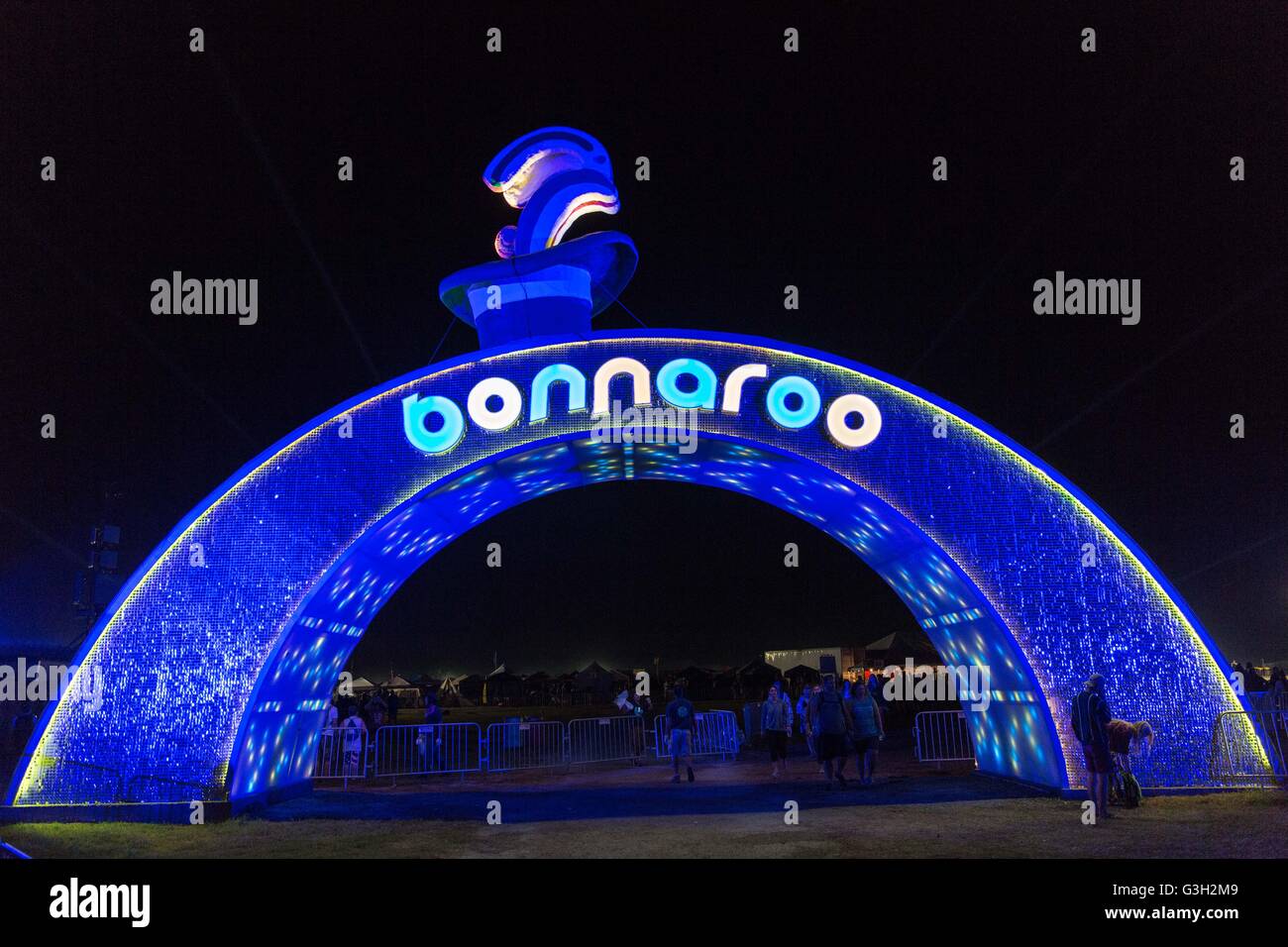Manchester, Tennessee, USA. 10th June, 2016. Bonnaroo Arch at main entrance to Great Stage Park during Bonnaroo Music and Arts Festival in Manchester, Tennessee © Daniel DeSlover/ZUMA Wire/Alamy Live News Stock Photo