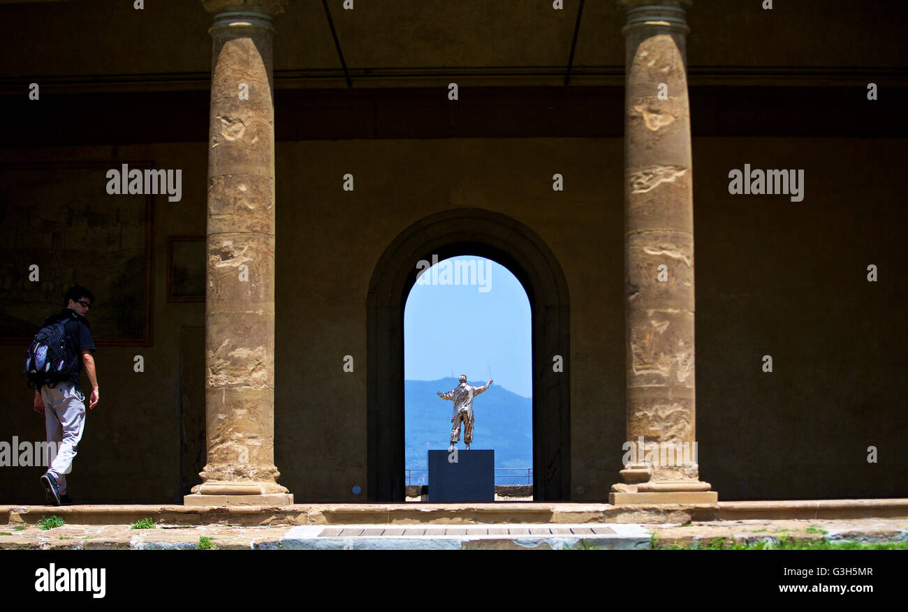 Florence. 24th June, 2016. Photo taken on June 24, 2016 shows the exhibit 'The Man Who Conducts the Stars' at the Forte Belvedere in Florence, Italy. Roughly one hundred of Belgian contemporary artist Jan Fabre's works dating from 1978 to 2016 were on display, including bronze and wax sculptures, performance films and works made of wing cases of the jewel scarab. © Jin Yu/Xinhua/Alamy Live News Stock Photo