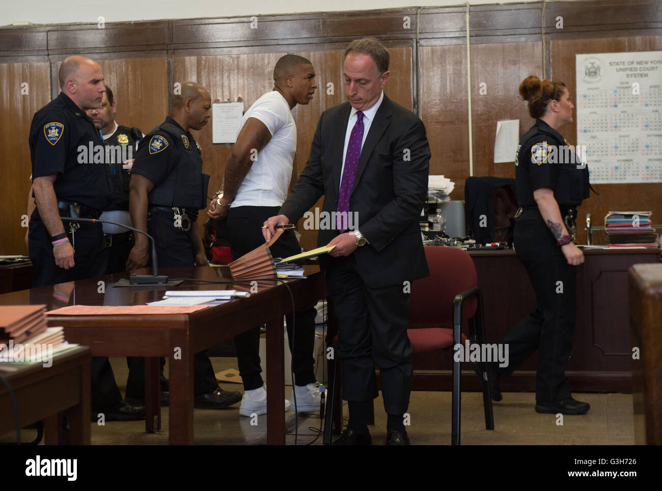 New York, NY, USA. 24th June, 2016. TAYLONN MURPHY is removed from the
