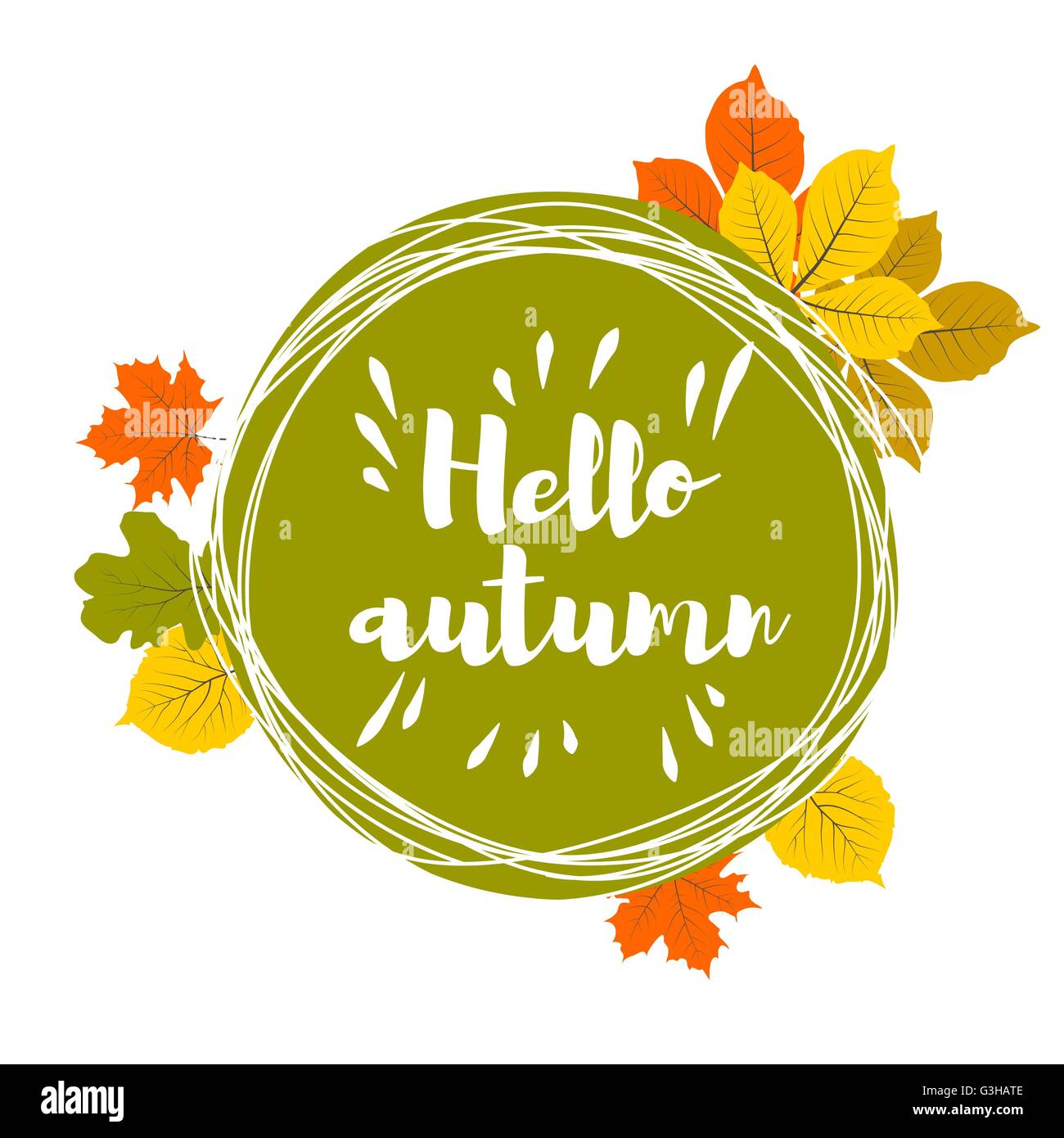 Hand drawn hello autumn leaves Stock Vector Image & Art - Alamy