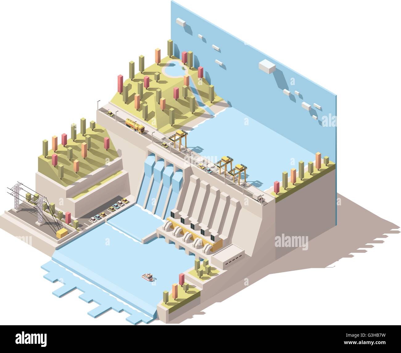 Vector isometric hydro power plant infographic Stock Vector Image & Art