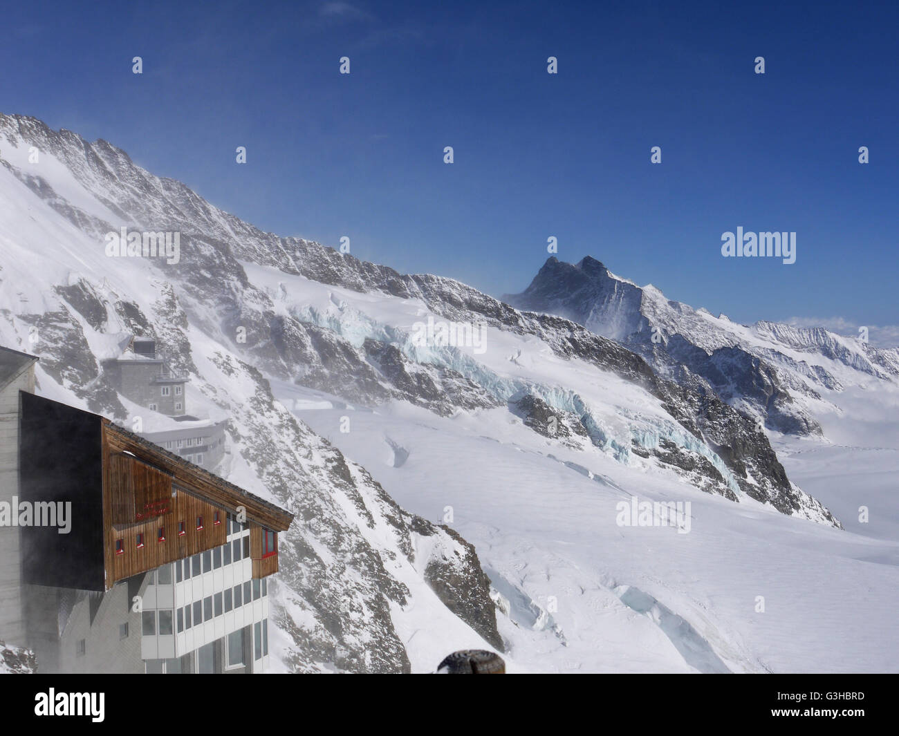 View from the top of Europe, Jungfraujoch, accessed by train through the  Eiger mountain Stock Photo - Alamy