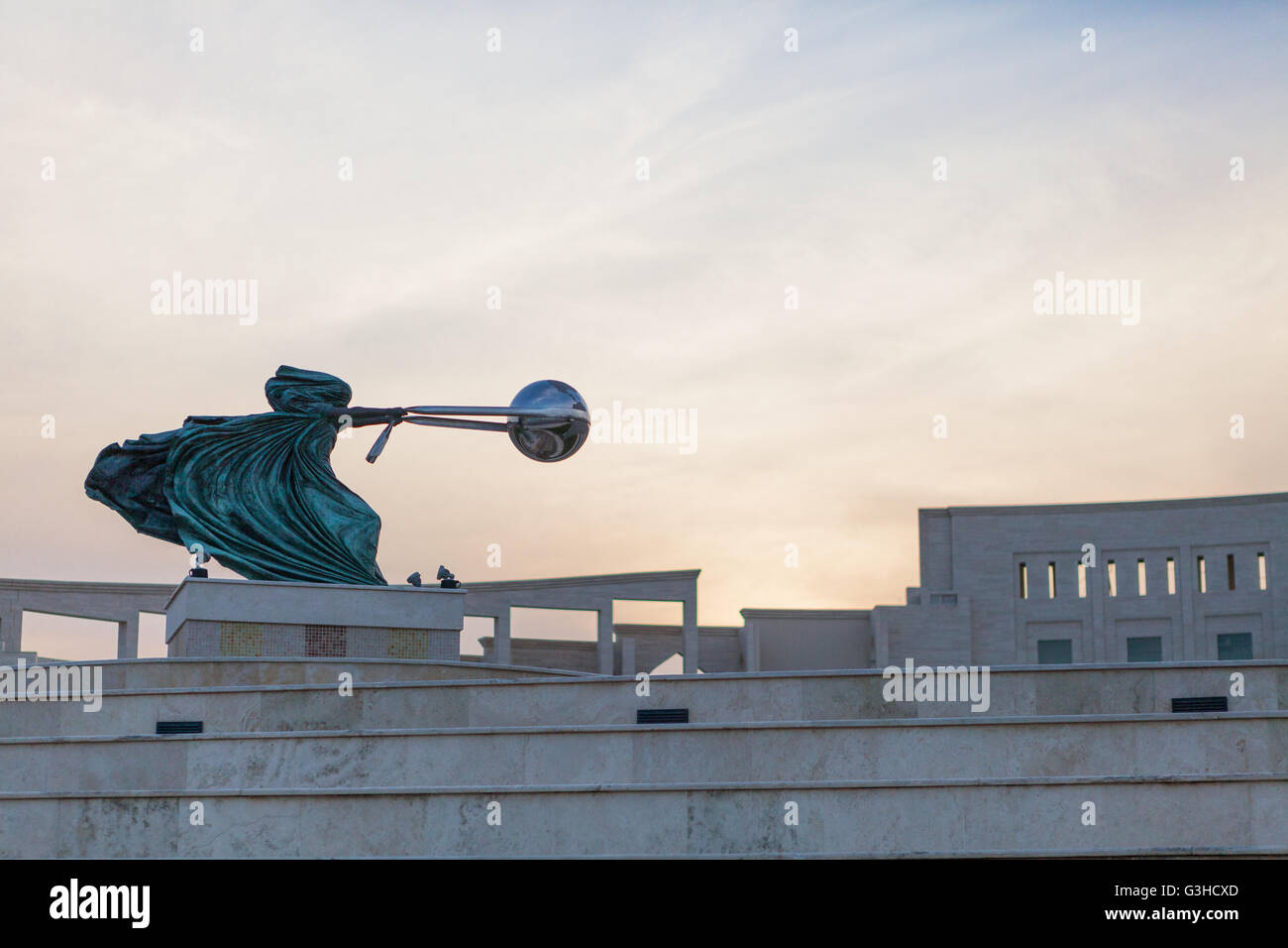 Amphitheater statue - Force of Nature II by Lorenzo Quinn Katara Cultural Village, Doha, Qatar Stock Photo