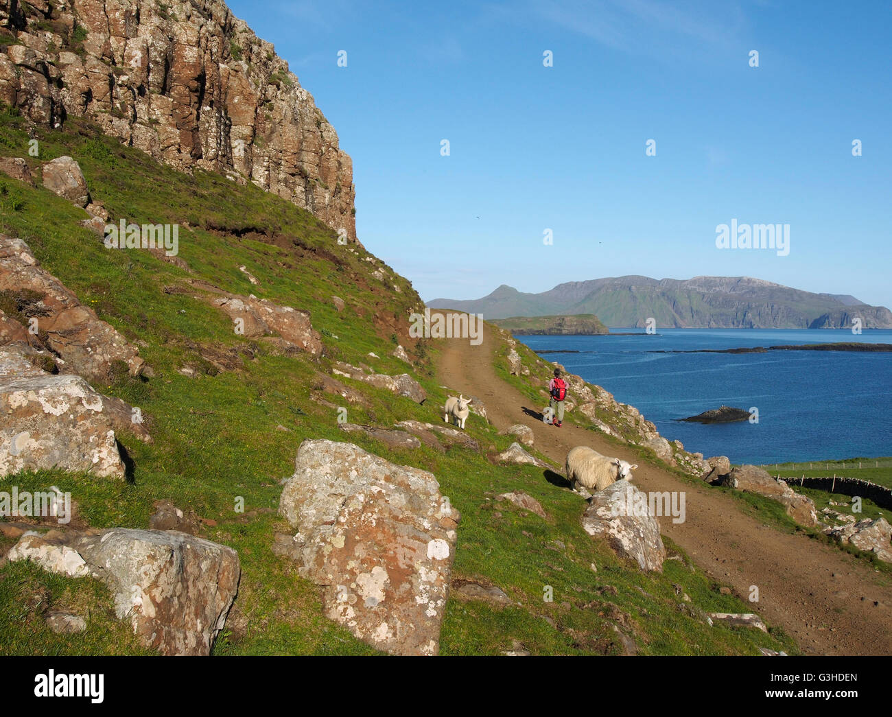 Walking on Isle of Canna, Scotland Stock Photo