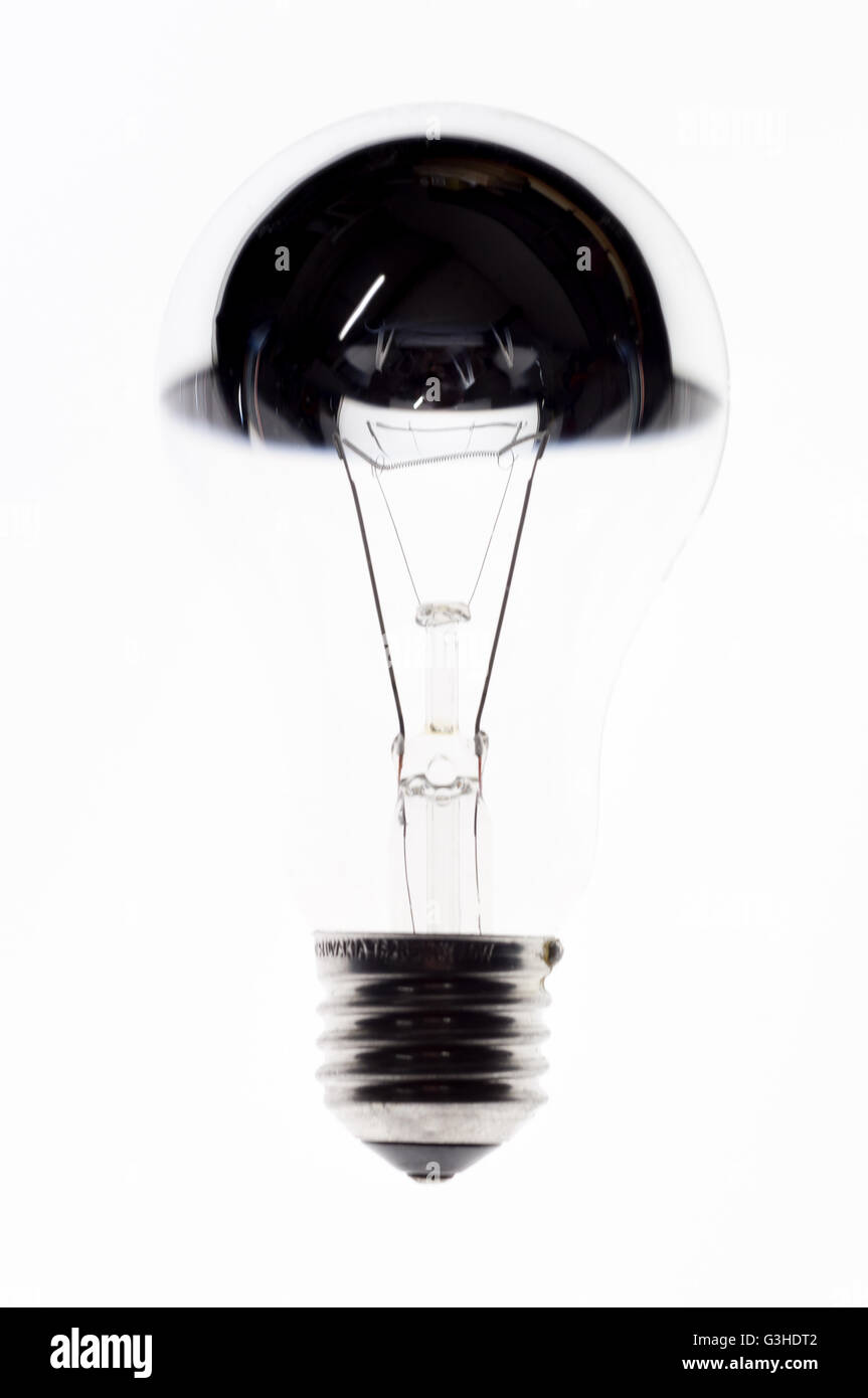 perfectly clean light bulb - view at a contemporary light emitter lamp isolated on a light table, high resolution and dust free Stock Photo