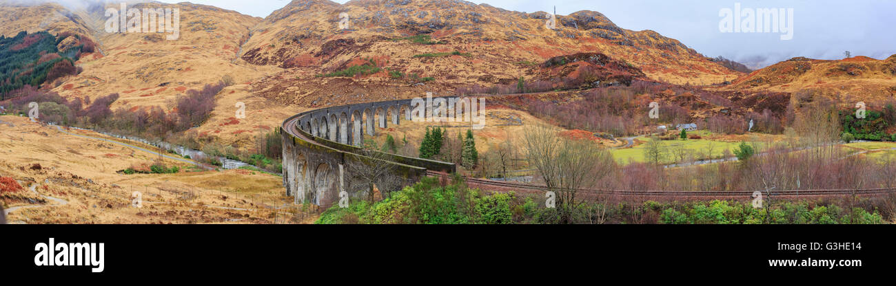 The famous Glenfinnan Viaduct, Harry Potter Scene Stock Photo