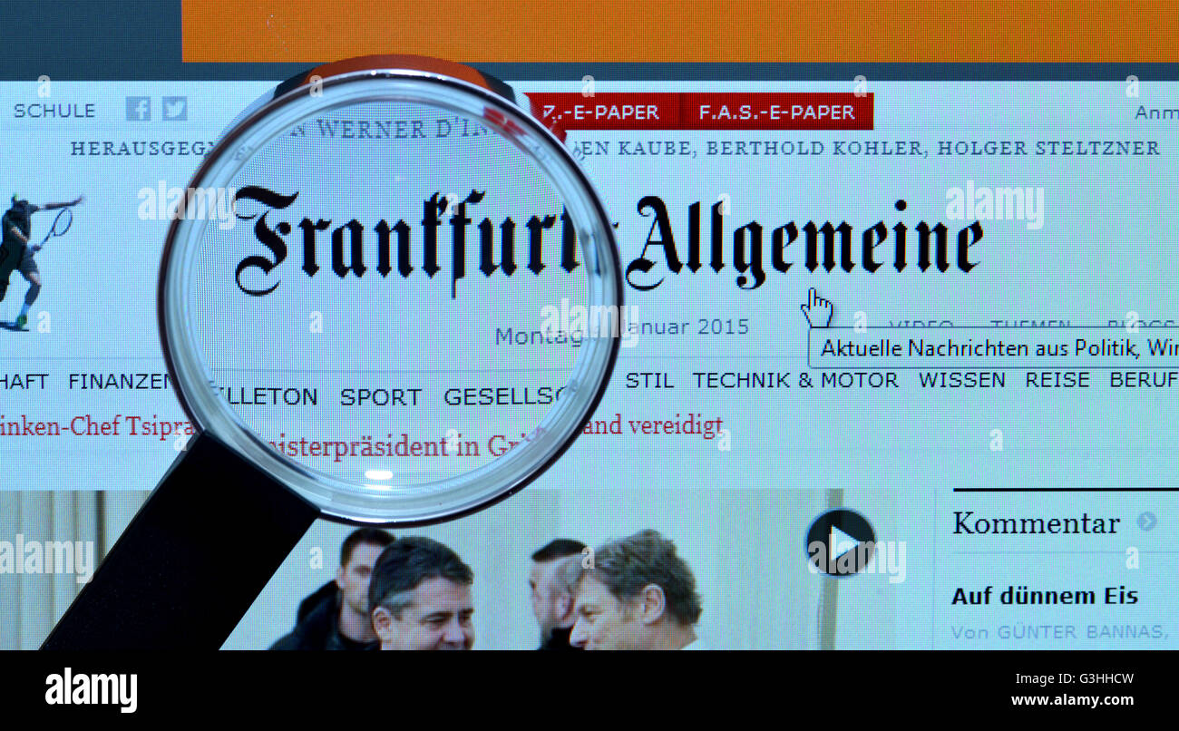 Bildschirm, Internet, Lupe, faz.net, Frankfurter Allgemeine Stock Photo