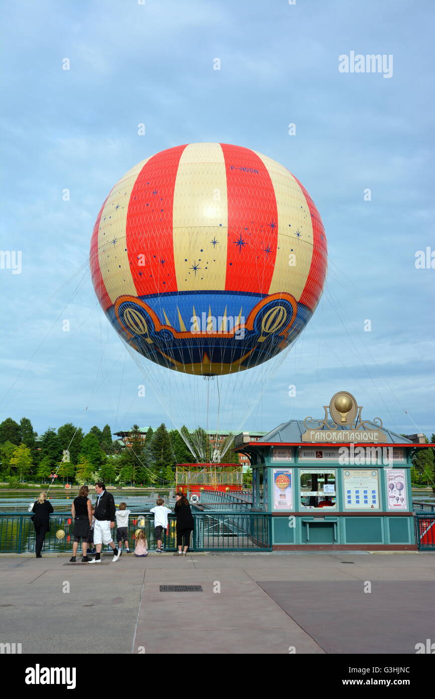 Panoramic balloon at Disney village, Paris Stock Photo