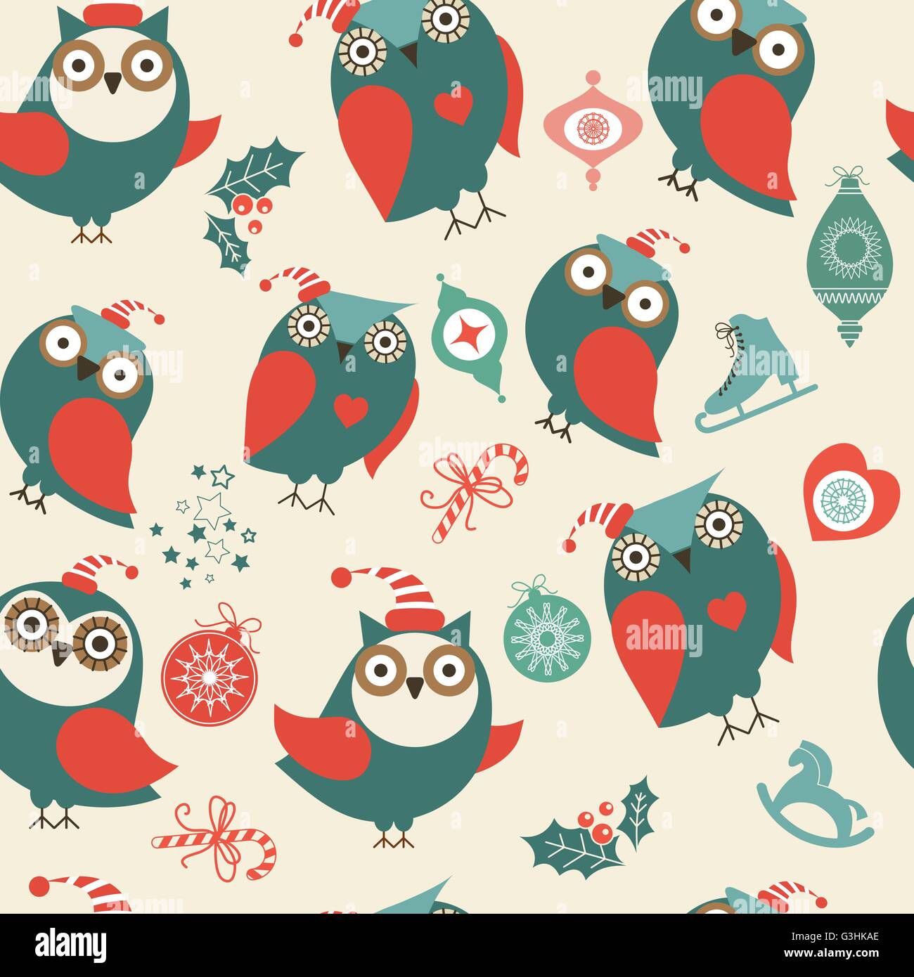 Vector seamless pattern with cute owls Stock Vector Image & Art - Alamy