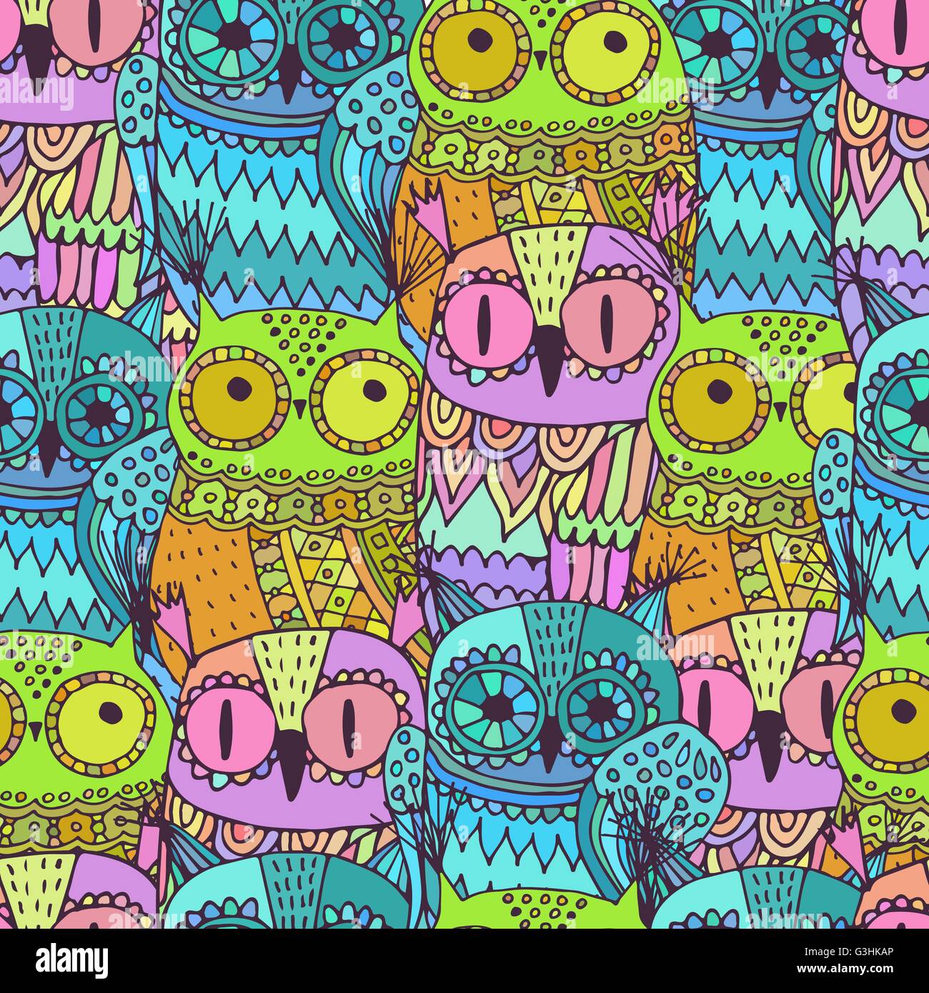 Vector seamless pattern with cute owls Stock Vector Image & Art - Alamy
