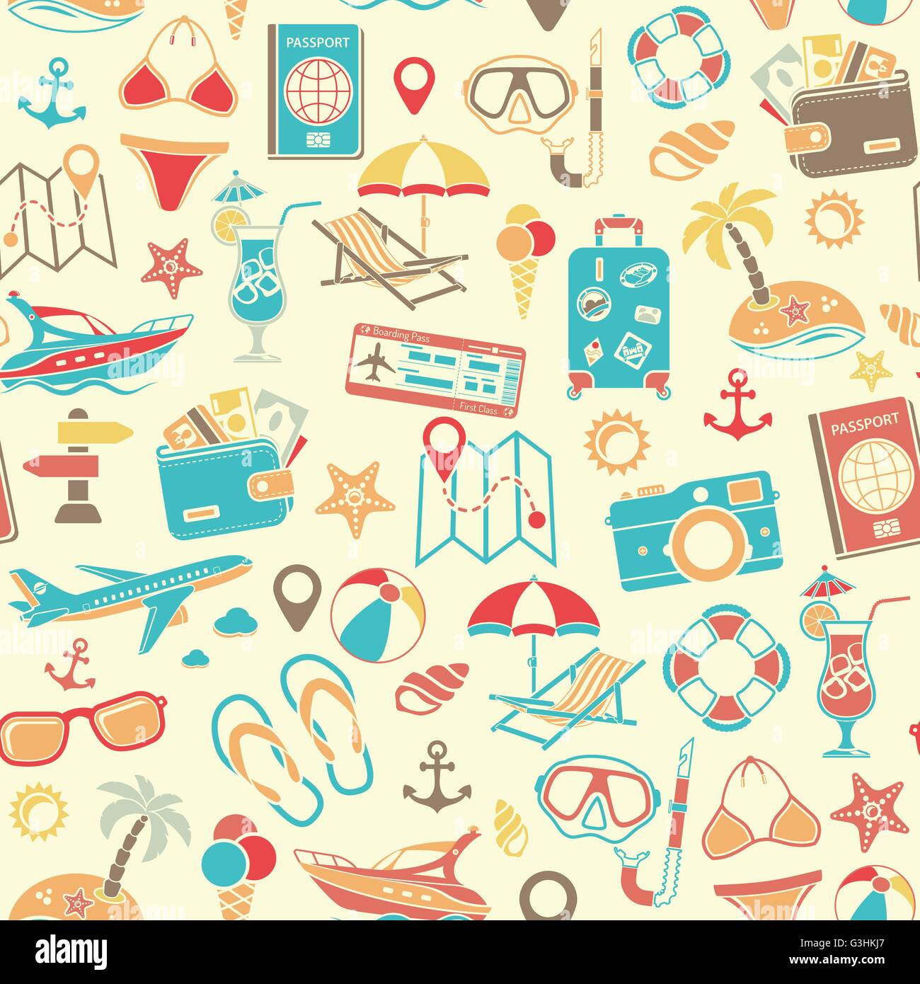 Vacation and Tourism Seamless Pattern Stock Vector Image & Art - Alamy