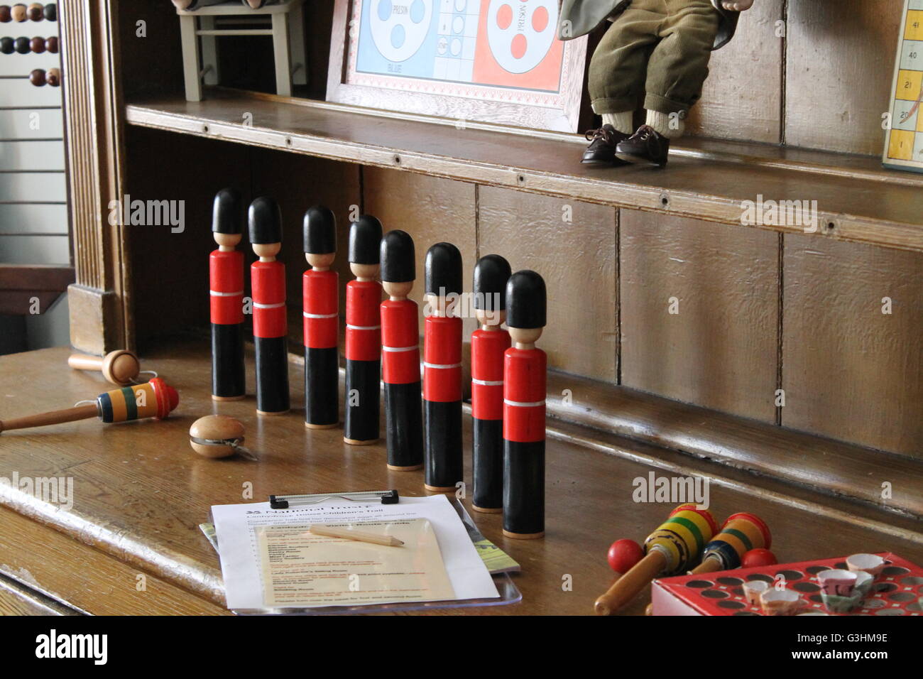 Children's traditional toys, toy soldiers, Lanhydrock, Cornwall Stock Photo