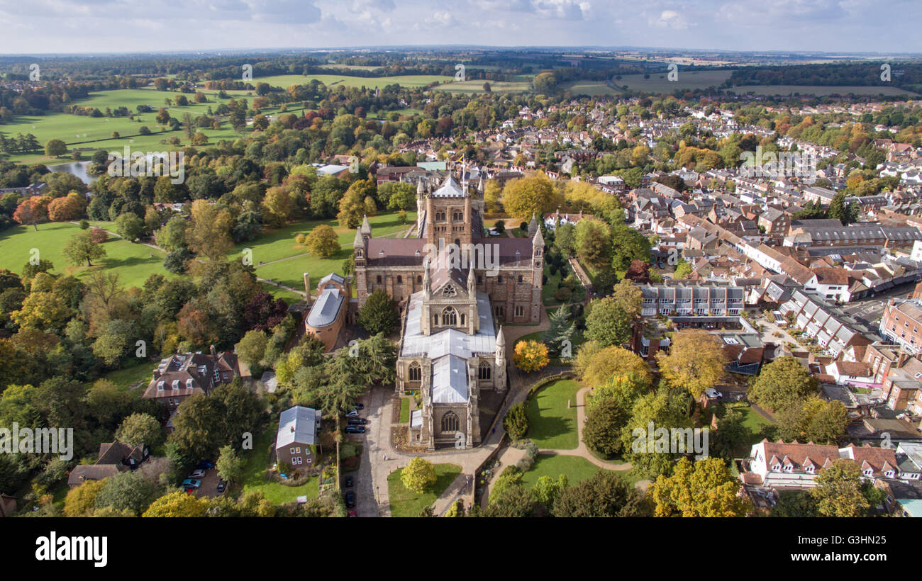 st Albans Abbey in Hertfordshire. Stock Photo