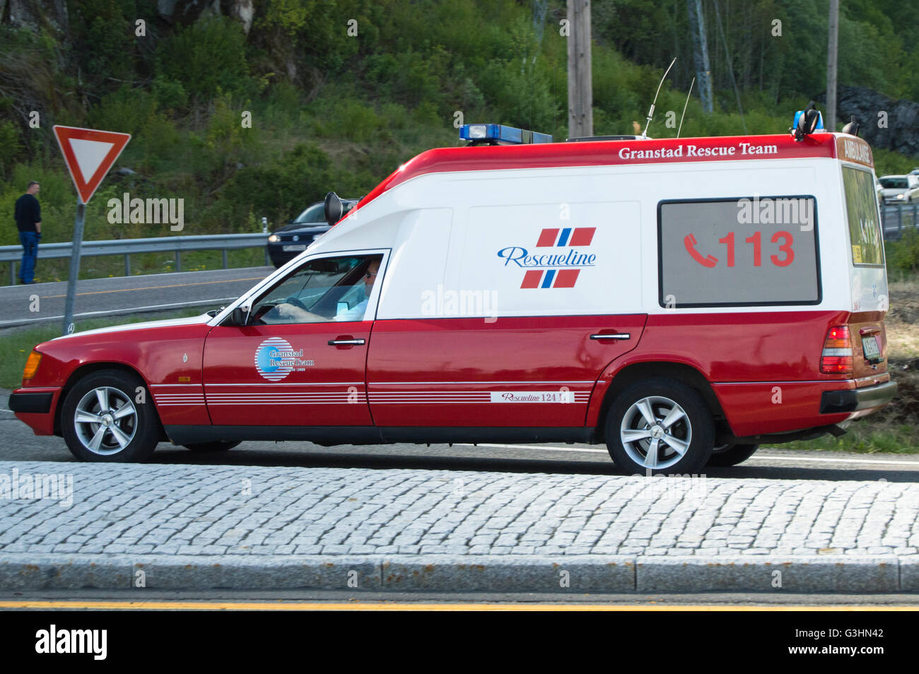 Police, and Ambulances following tour of Norway 2016 Stock Photo Alamy