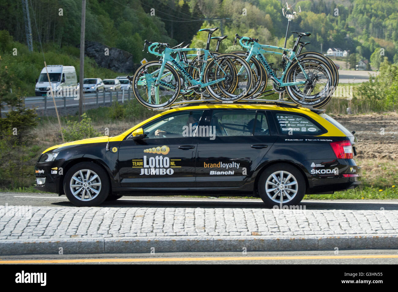 Cars from The cycling race Tour of Norway Stock Photo Alamy