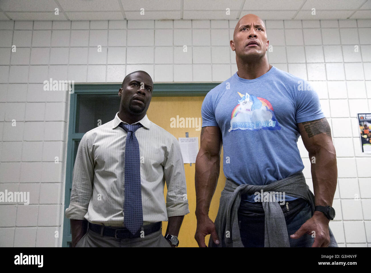 Central Intelligence is an upcoming American action comedy film directed by Rawson Marshall Thurber and written by Thurber, Ike Barinholtz, and David Stassen. The film stars Dwayne Johnson and Kevin Hart.  This photograph is for editorial use only and is the copyright of the film company and/or the photographer assigned by the film or production company and can only be reproduced by publications in conjunction with the promotion of the above Film. A Mandatory Credit to the film company is required. The Photographer should also be credited when known. Stock Photo