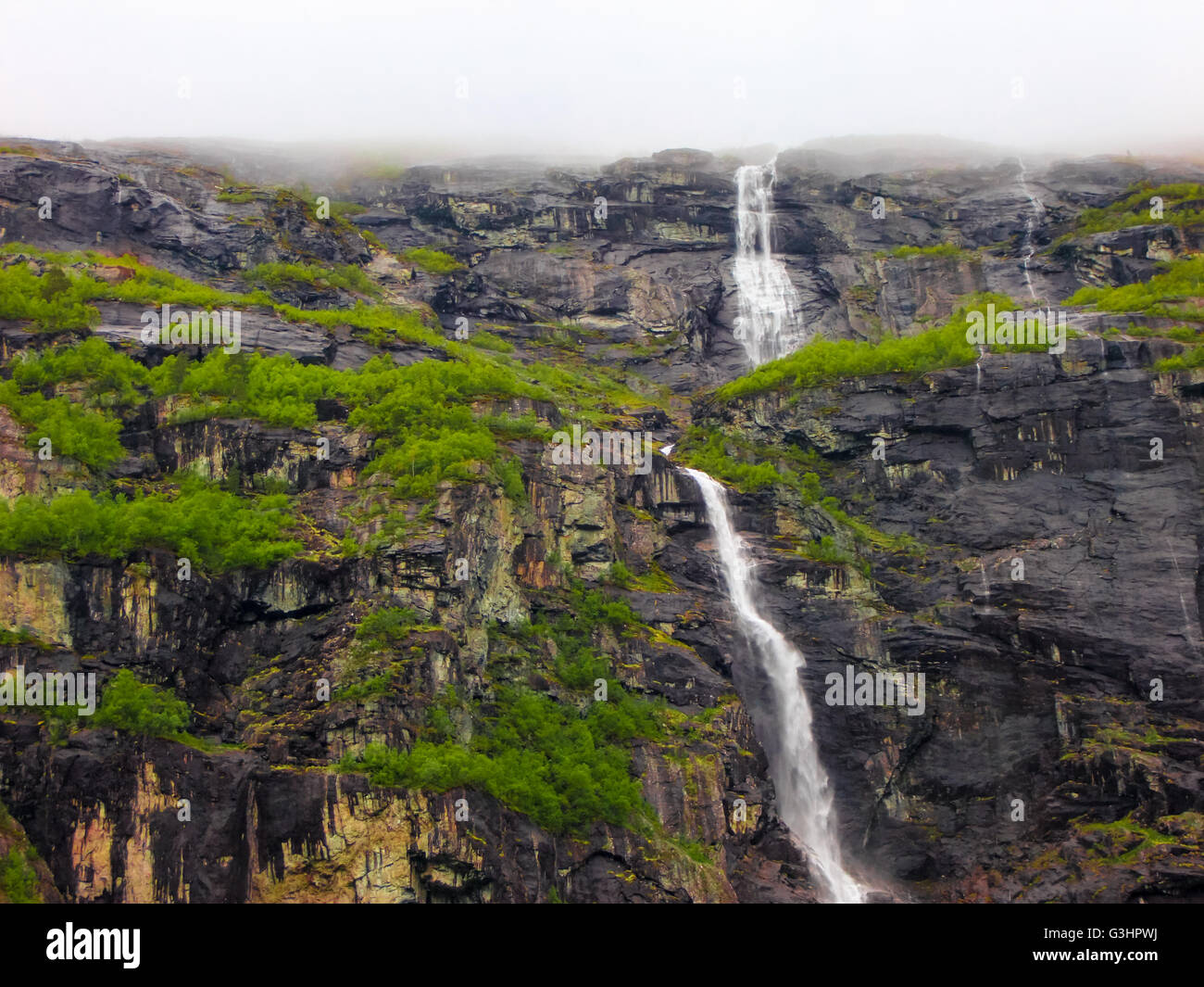 Scenery along train track from Dombas village to Andalsnes town, Norway. Stock Photo