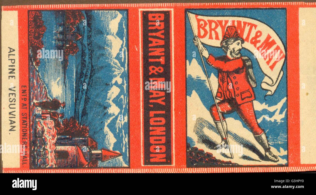 Match box label for Bryant & May's Alpine Vesuvian Stock Photo