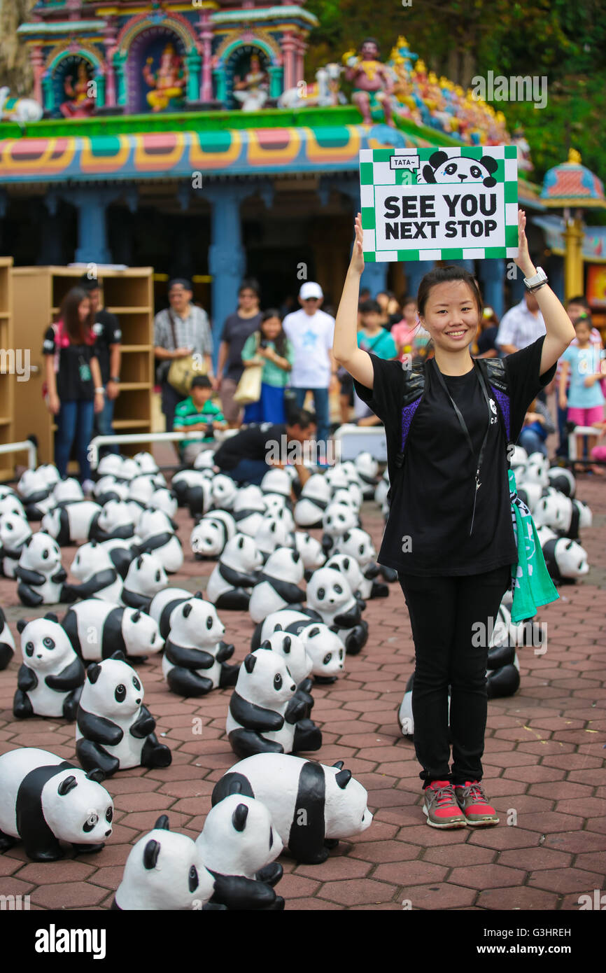 Volunteers informing the crowd the closing of 1600 Pandas campaign at ...