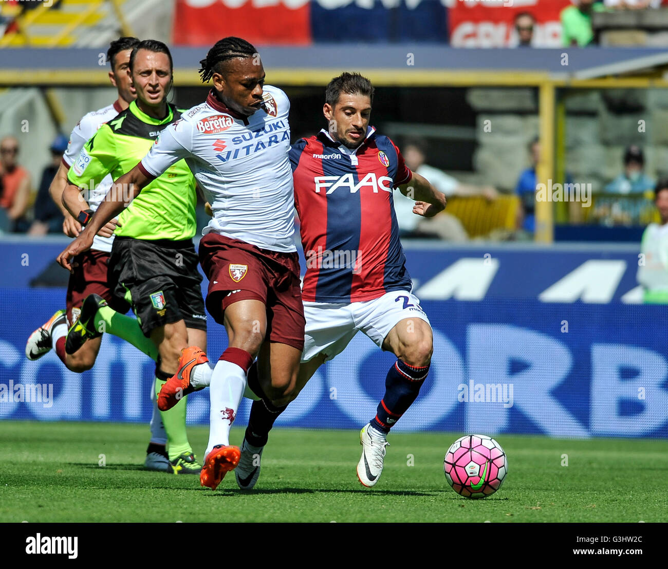 Joel Obi and Franco Brienza (left) compete for the ball during the