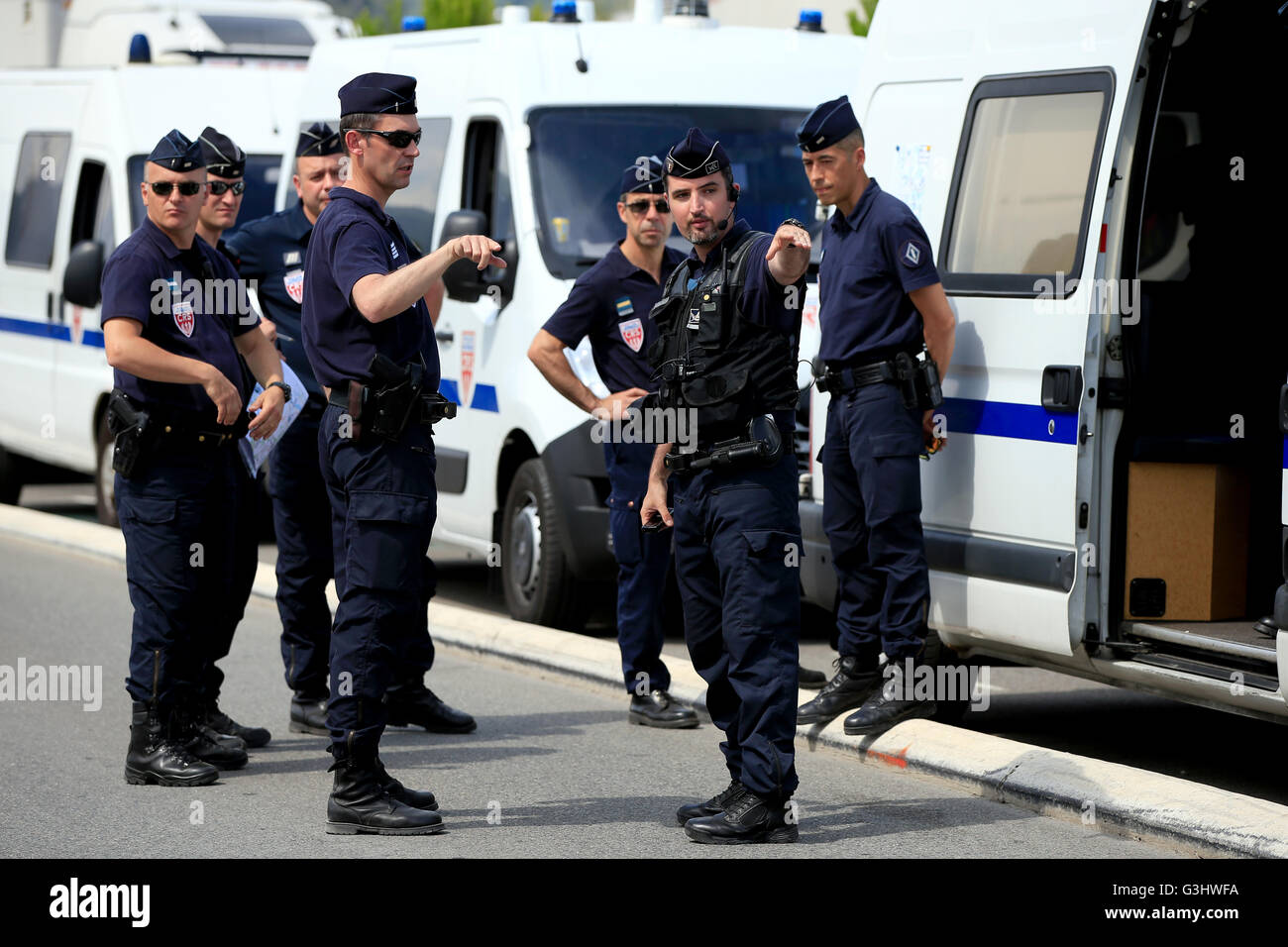 A heavy security presence outside the ground before the UEFA Euro 2016 ...