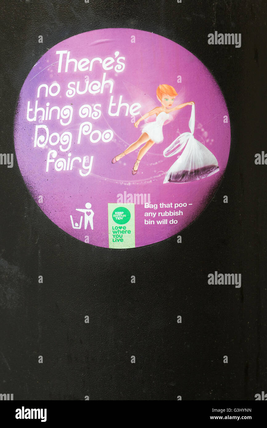 council information and warning sign 'There's no such thing as the Dog Poo Fairy' Stock Photo