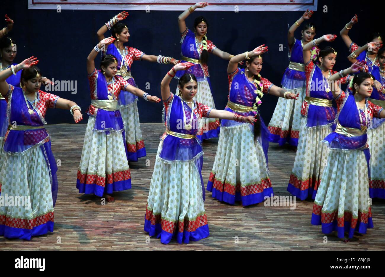 Girls participate in a closing ceremony of Kathak dance training ...
