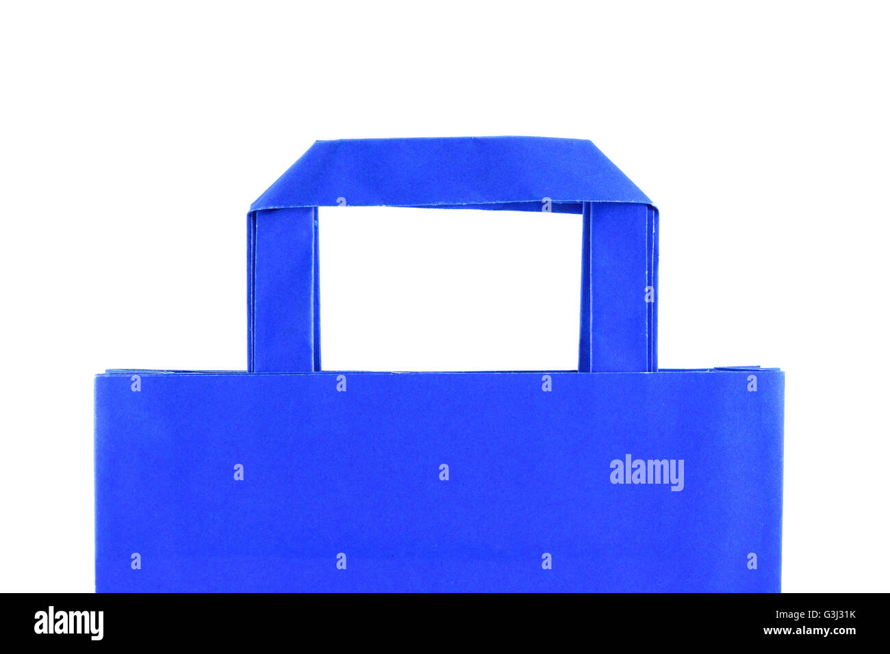 blue paper shopping bag isolated on white background Stock Photo - Alamy