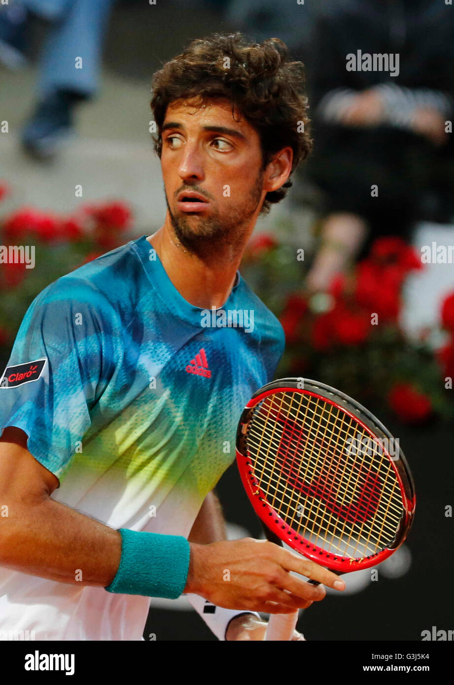 Rome, Italy. 12th May, 2016. Thomaz Bellucci of Brasil during 3rd round  match of the Italian Open tennis BNL2016 tournament against Novak Djokovic  of Serbia. Novak Djokovic has evened his third-round match