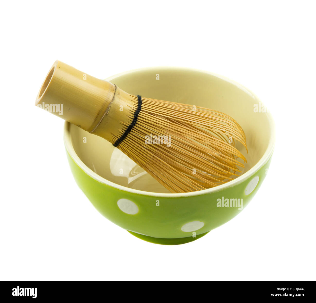 Bowl and tool for Japanese green tea preparation Stock Photo
