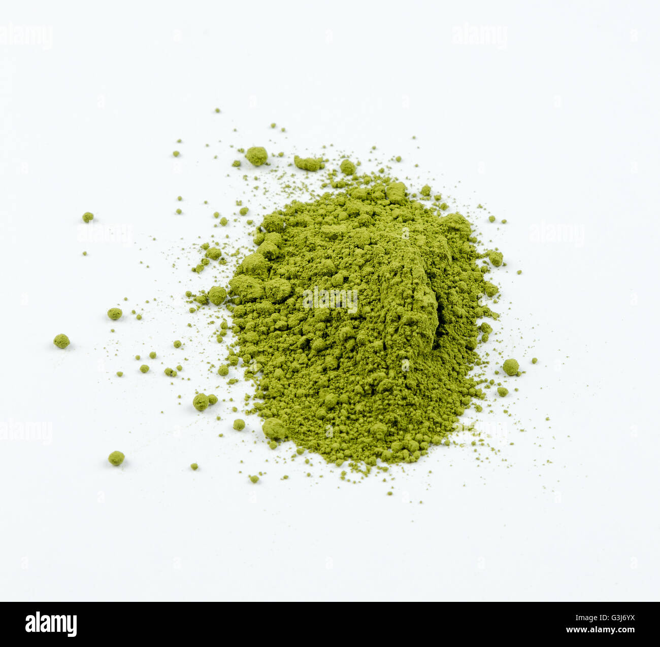 Traditional Japanese tea - matcha. Melted tea on white background is ready for editing Stock Photo