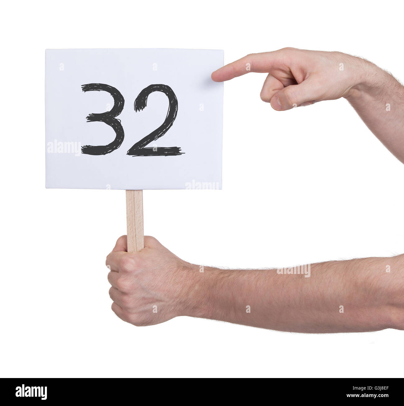 Sign with a number, isolated on white - 32 Stock Photo