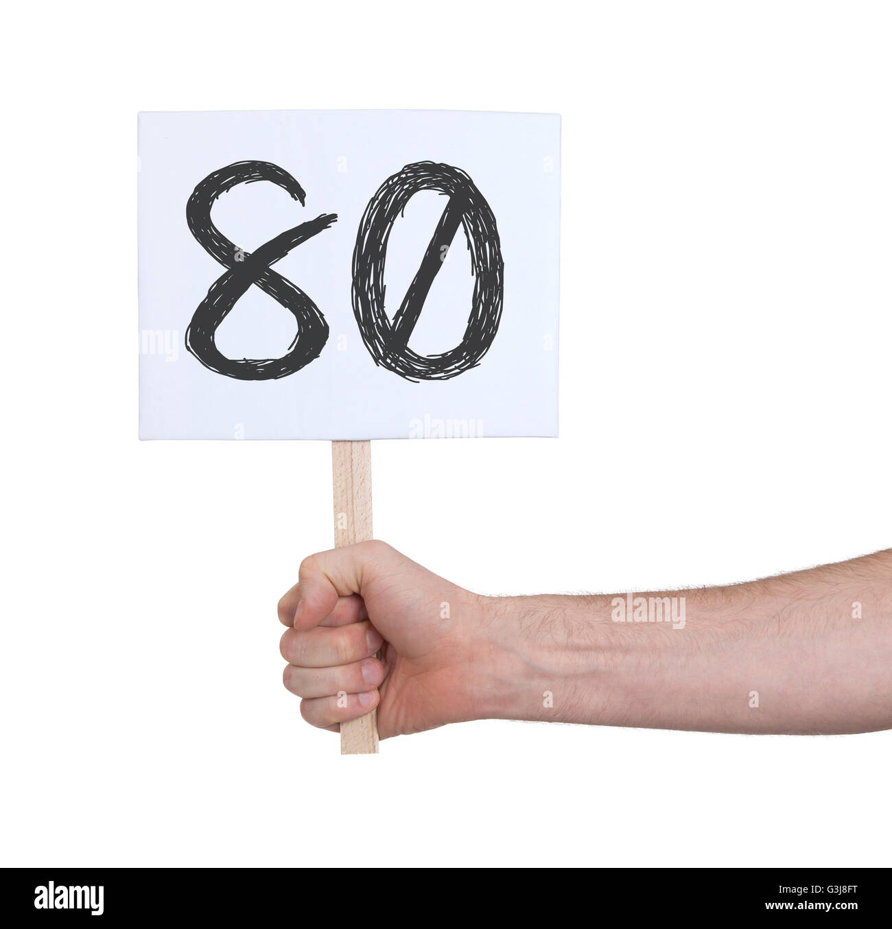 Sign with a number, isolated on white - 80 Stock Photo - Alamy